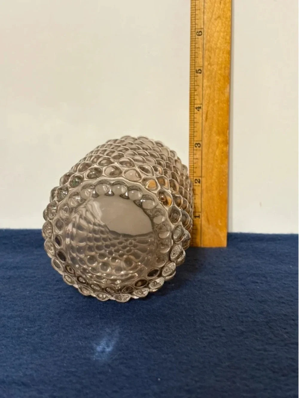 Candleholder Smoked Clear Glass All Over Pointed Hobnail